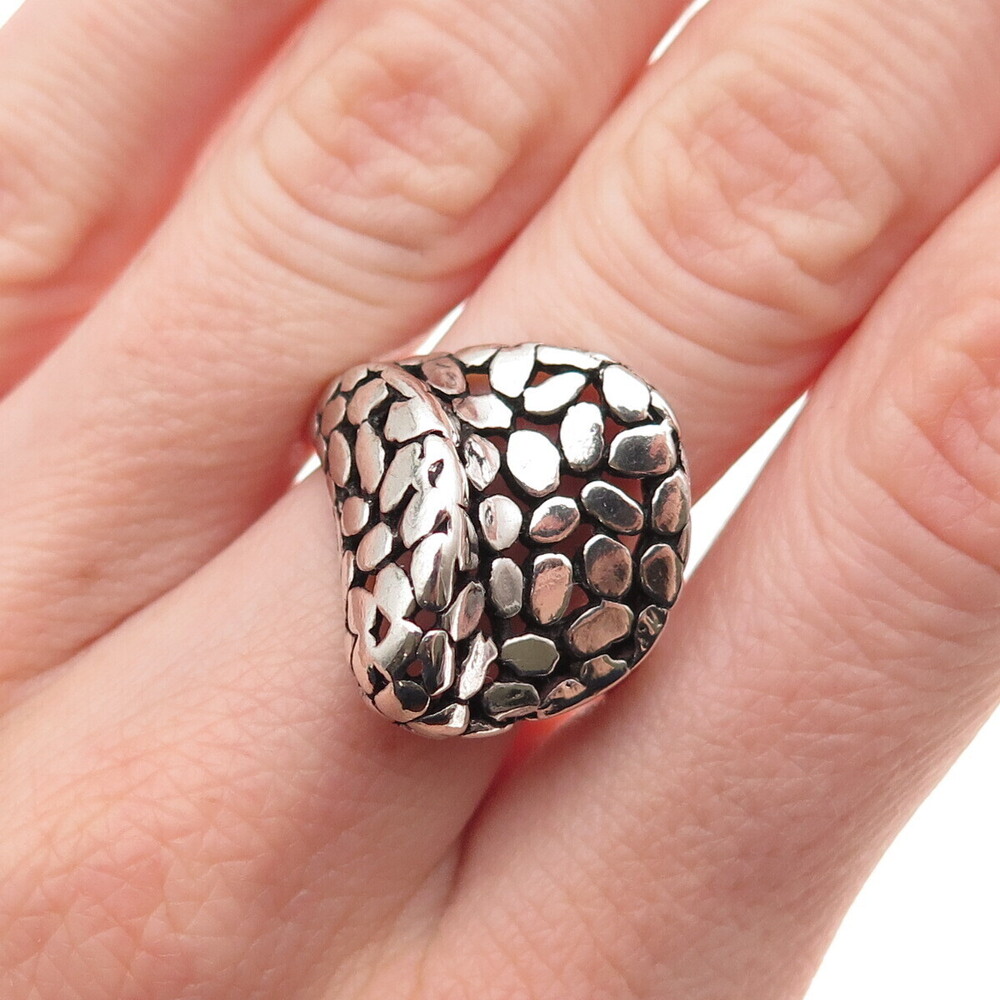 925 Sterling Silver Vintage Modernist Oxidized Ring Size 8.75